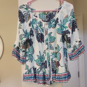 Democracy White Bell Sleeve Tie Front Blouse